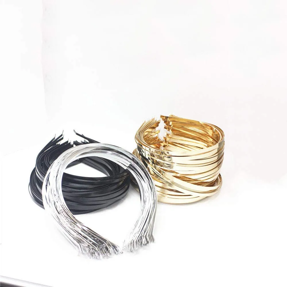 12 Pieces Smooth Metal Headbands Frames in Silver Tone for DIY Tiara Base Blank Hairband Silver Plated Head Bands 3mm