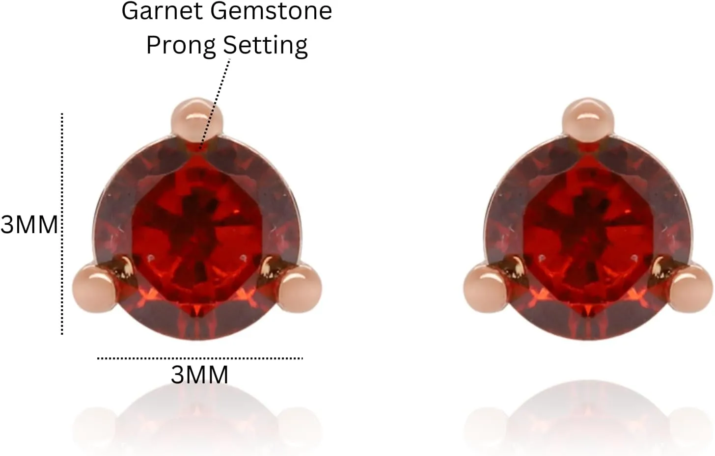 14K Gold Round Garnet Stud Earring, 3mm Red Garnet Tiny Studs, Gemstone Piercing, January Birthstone Studs, Minimalist jewelry, Gift For