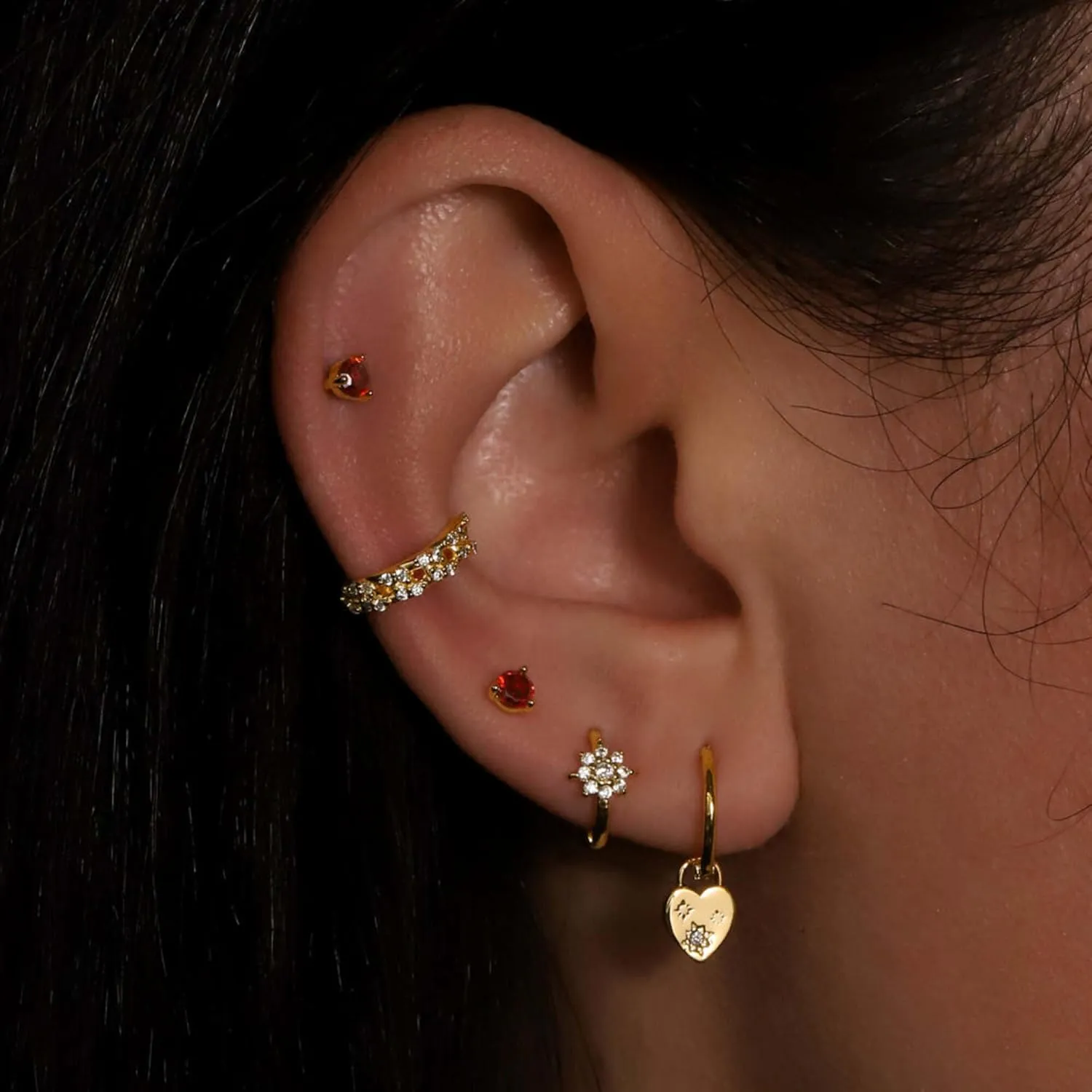 14K Gold Round Garnet Stud Earring, 3mm Red Garnet Tiny Studs, Gemstone Piercing, January Birthstone Studs, Minimalist jewelry, Gift For