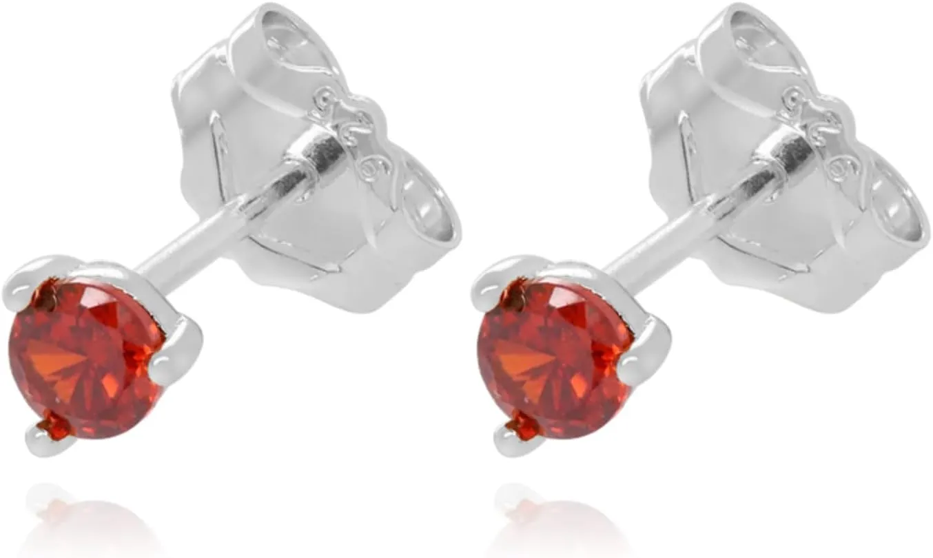14K Gold Round Garnet Stud Earring, 3mm Red Garnet Tiny Studs, Gemstone Piercing, January Birthstone Studs, Minimalist jewelry, Gift For