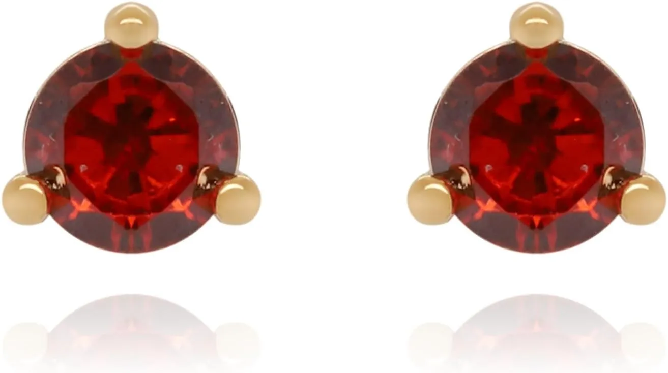 14K Gold Round Garnet Stud Earring, 3mm Red Garnet Tiny Studs, Gemstone Piercing, January Birthstone Studs, Minimalist jewelry, Gift For