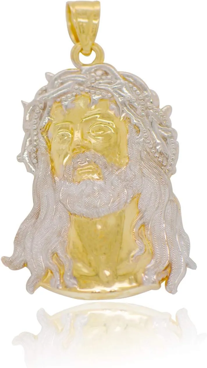 14K Two-Tone Gold Jesus Pendant
