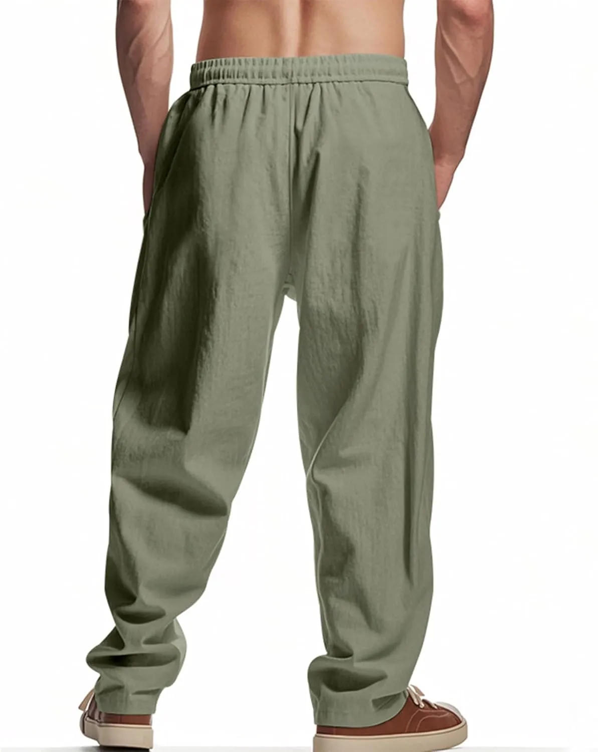 2025 Men's Beach Pants Solid Color Comfortable Breathable Casual Pants