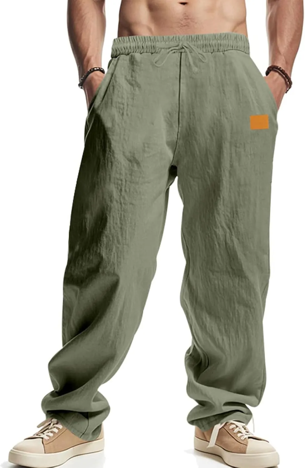 2025 Men's Beach Pants Solid Color Comfortable Breathable Casual Pants