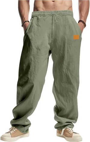 2025 Men's Beach Pants Solid Color Comfortable Breathable Casual Pants