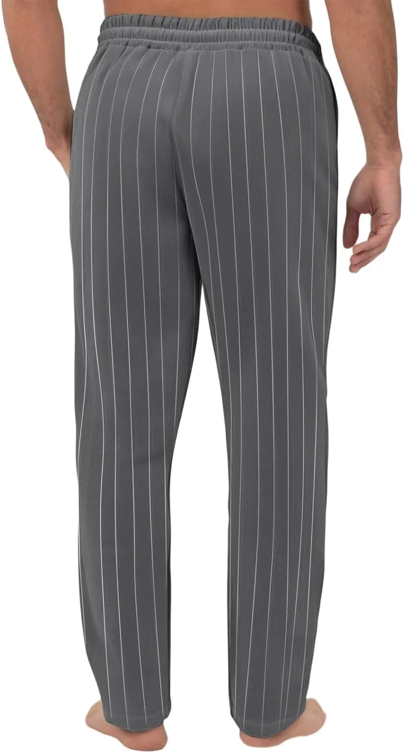 2025 Men's Linen Striped Pants Stretch Waist Comfortable Breathable Straight Pants
