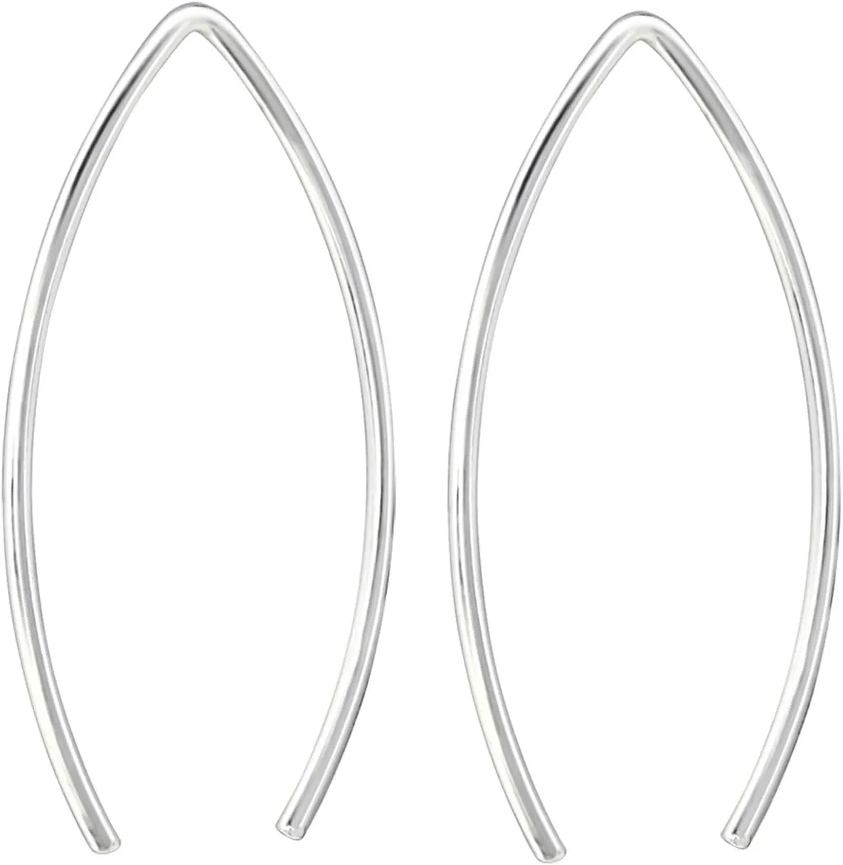 25mm Simple Minimalist Hook Earrings Solid 925 Sterling Silver Dainty
