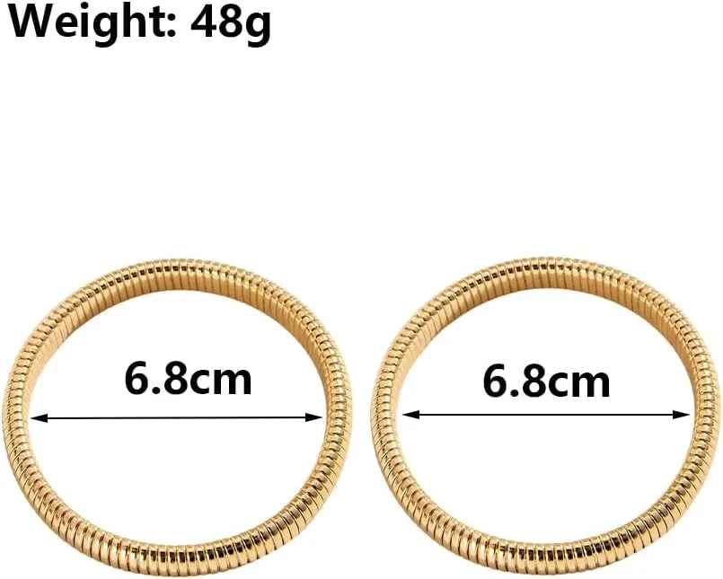 2Pcs Chunky Gold Bracelet for Women Men Flexible Wide 10MM Two Tone Stretch Bracelet Elastic Snake Chain Wristband Bangle Bracelet Dainty Jewelry Gifts
