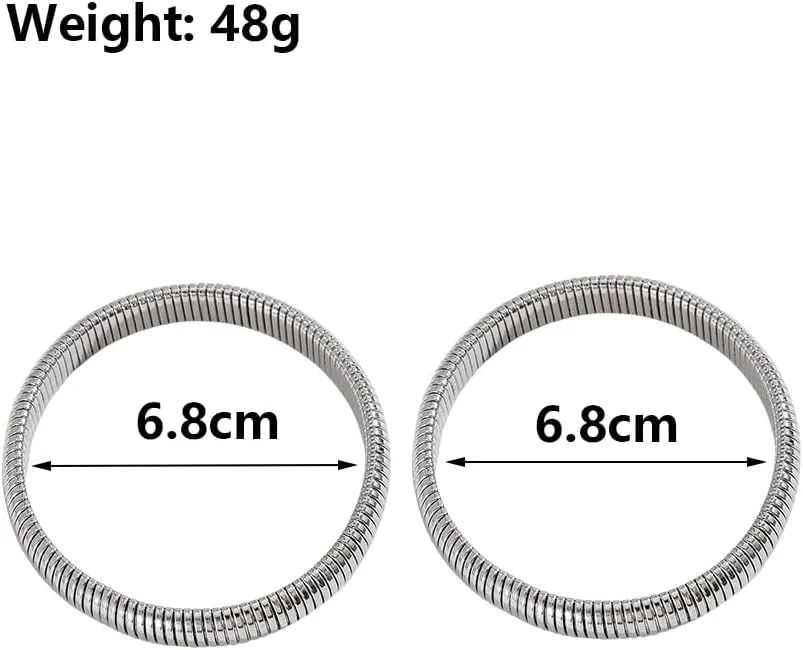 2Pcs Chunky Gold Bracelet for Women Men Flexible Wide 10MM Two Tone Stretch Bracelet Elastic Snake Chain Wristband Bangle Bracelet Dainty Jewelry Gifts