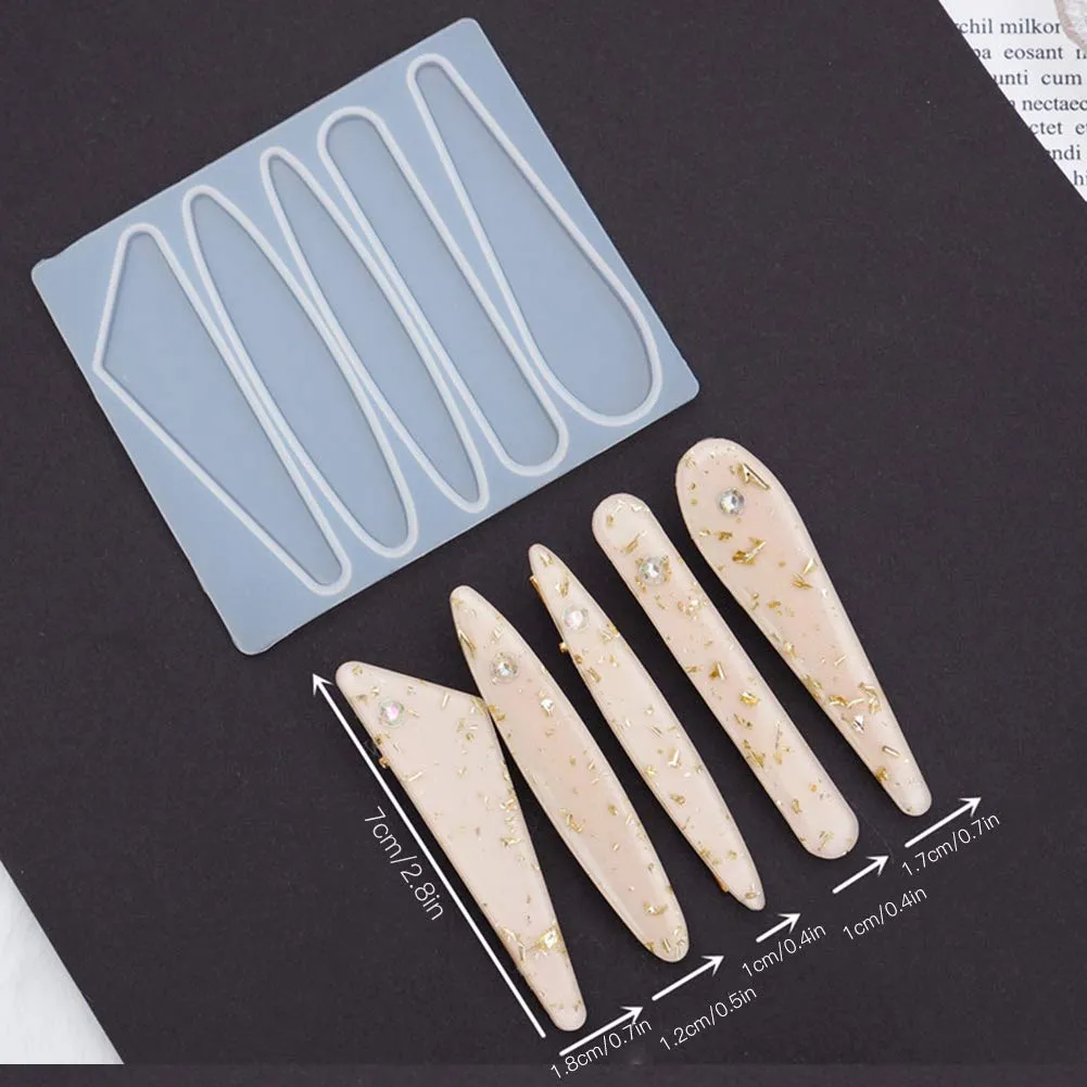 2Pcs Silicone Resin, Barrette Silicone DIY Hair Stick Making Geometric Pin Tools 2Pcs Barrette (Type 1)