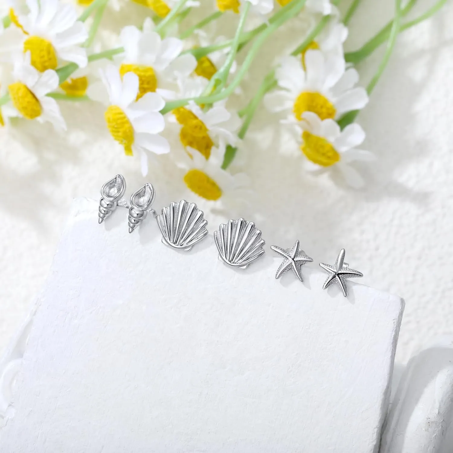 3 Pairs 925 Sterling Silver Stud Earrings Set Earrings for Women