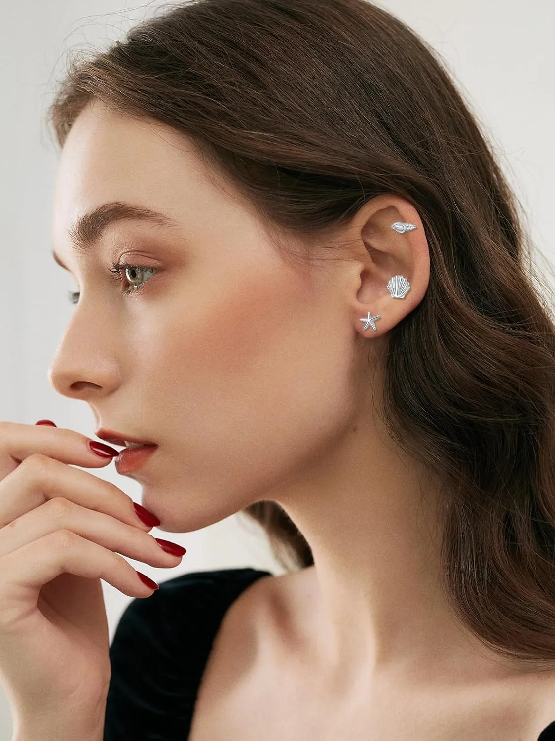 3 Pairs 925 Sterling Silver Stud Earrings Set Earrings for Women