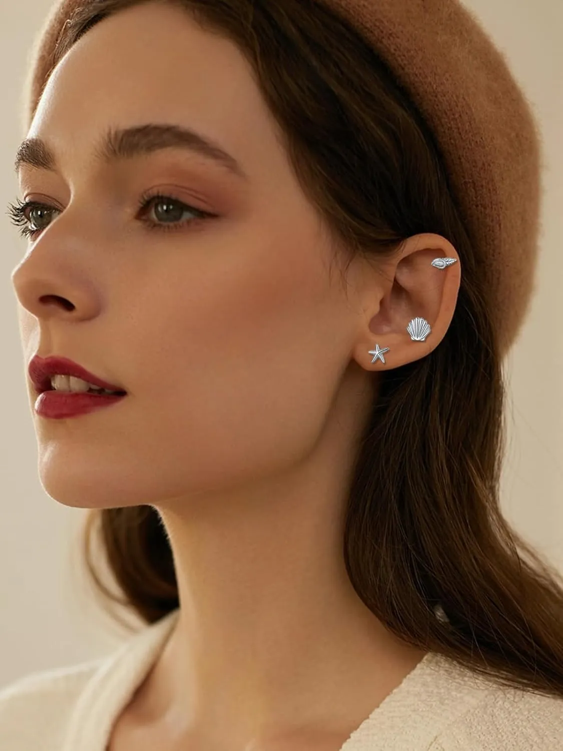 3 Pairs 925 Sterling Silver Stud Earrings Set Earrings for Women