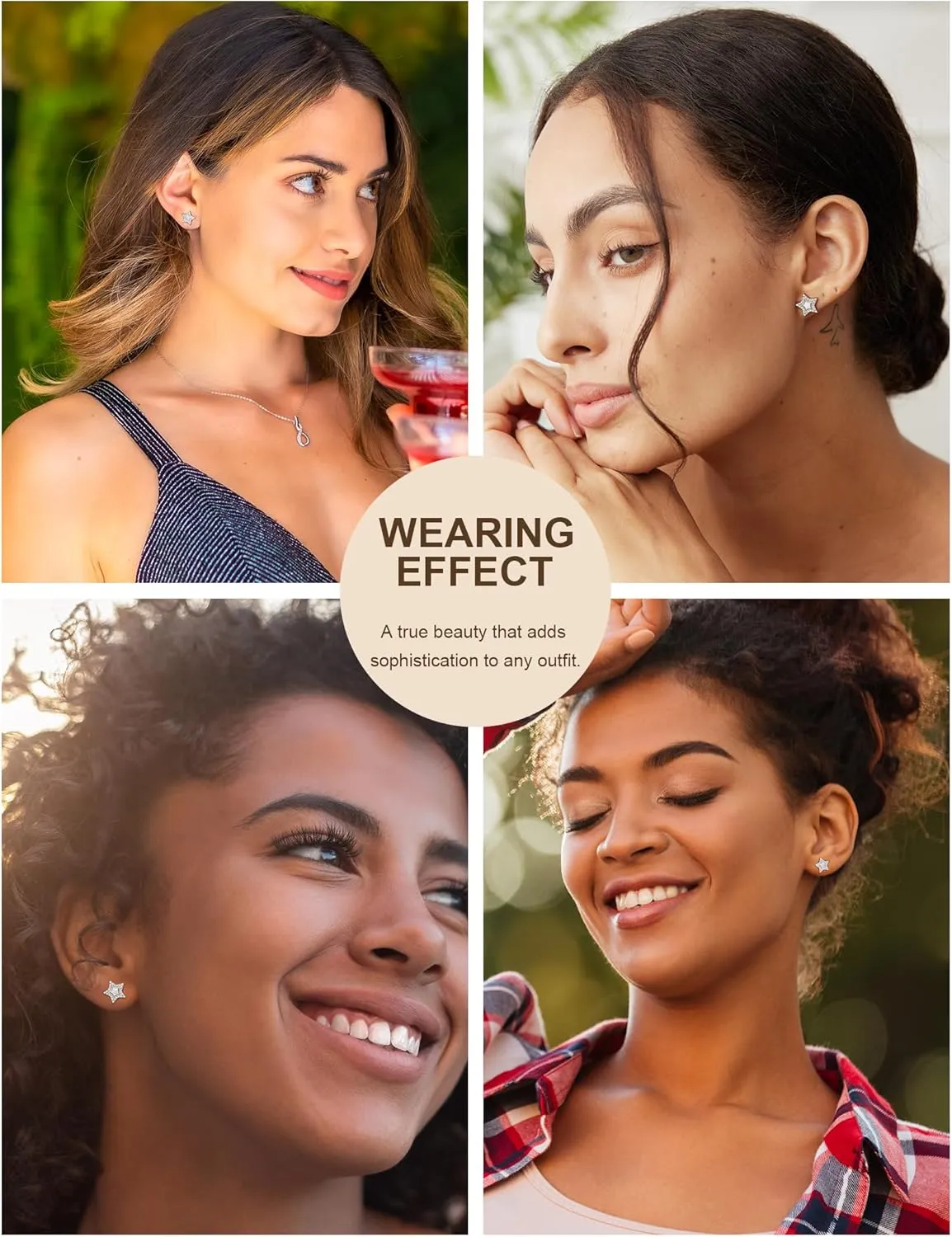 3 Pairs Shell Earrings for Women, Gold Plated Cubic Zirconia Star, Heart, Round, Hypoallergenic 316L Stainless Steel, Elegant Beach Earrings, Perfect Valentines Day, Christmas, and Mothers Day Gift