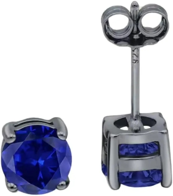 5mm Round Cut Blue Sapphire Solitaire Studs Earring in 925 Sterling Silver Stud Post - September Birthstone - Tiny Solitaire Studs For Womens