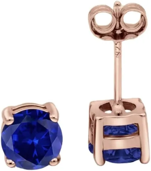 5mm Round Cut Blue Sapphire Solitaire Studs Earring in 925 Sterling Silver Stud Post - September Birthstone - Tiny Solitaire Studs For Womens