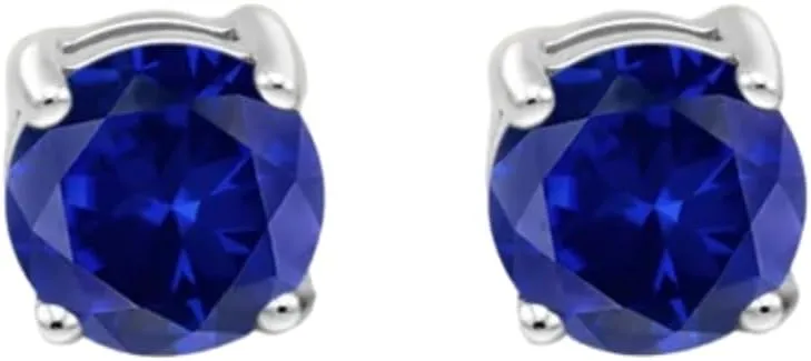 5mm Round Cut Blue Sapphire Solitaire Studs Earring in 925 Sterling Silver Stud Post - September Birthstone - Tiny Solitaire Studs For Womens