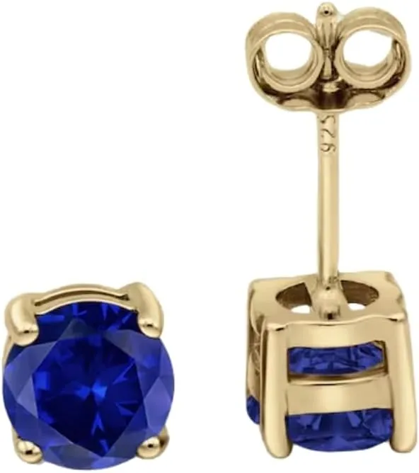 5mm Round Cut Blue Sapphire Solitaire Studs Earring in 925 Sterling Silver Stud Post - September Birthstone - Tiny Solitaire Studs For Womens