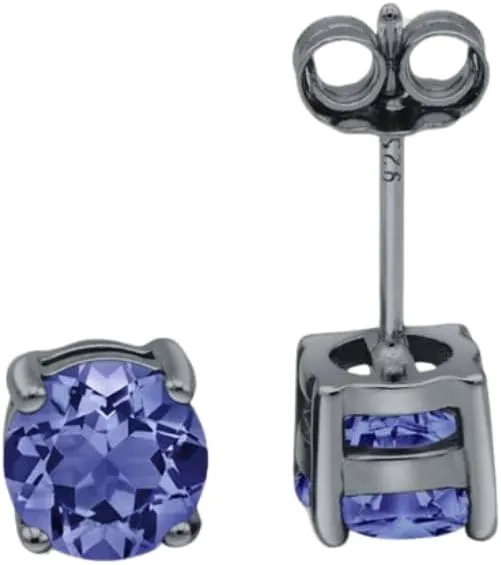 5mm Round Cut Tanzanite Studs Earring in 925 Sterling Silver - Dainty Solitaire Studs For Womens - Wedding Anniversary Earrings For Wife - December Birthstone