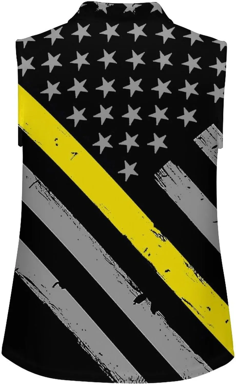 911 Dispatcher Thin Gold Line Flag Women's Sleeveless Golf Polo Shirts Athletic Tank Tops