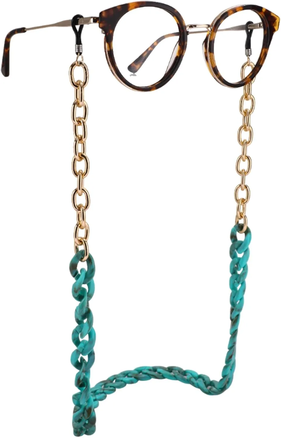 Acrylic Glasses Chain for Women, Reading Eyeglass Strap Sunglasses Holder Mask Lanyard Chain for Adults (Green)