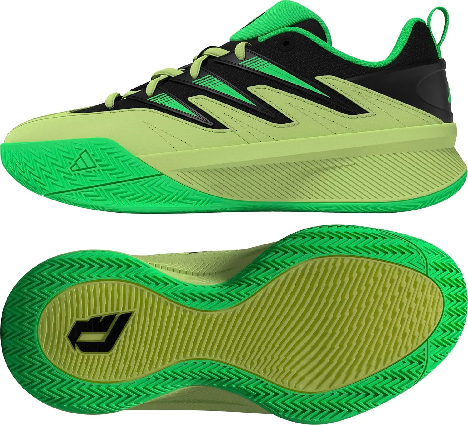 adidas Dame Certified 3 Basketball Sneaker, Pulse Lime/Black/Screaming Green, 5.5 US Unisex Big Kid