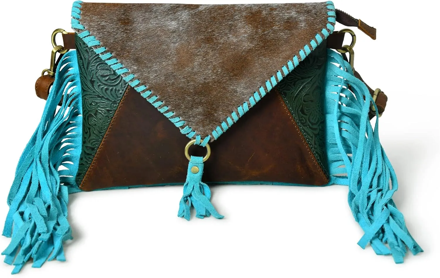 ADYAN Western Handcrafted Genuine Leather Western Womens Fringe Clutch Crossbody Bag for Women