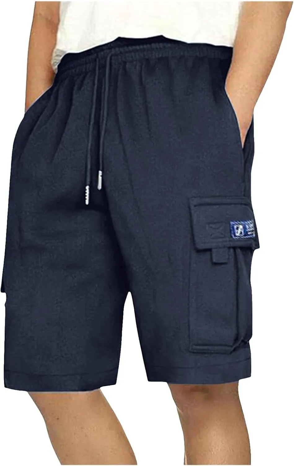 Alalaso Men's Casual Shorts Stretch Cotton Drawstring Summer Beach Stretch High Waisted Breathable Linen Shorts with Pockets