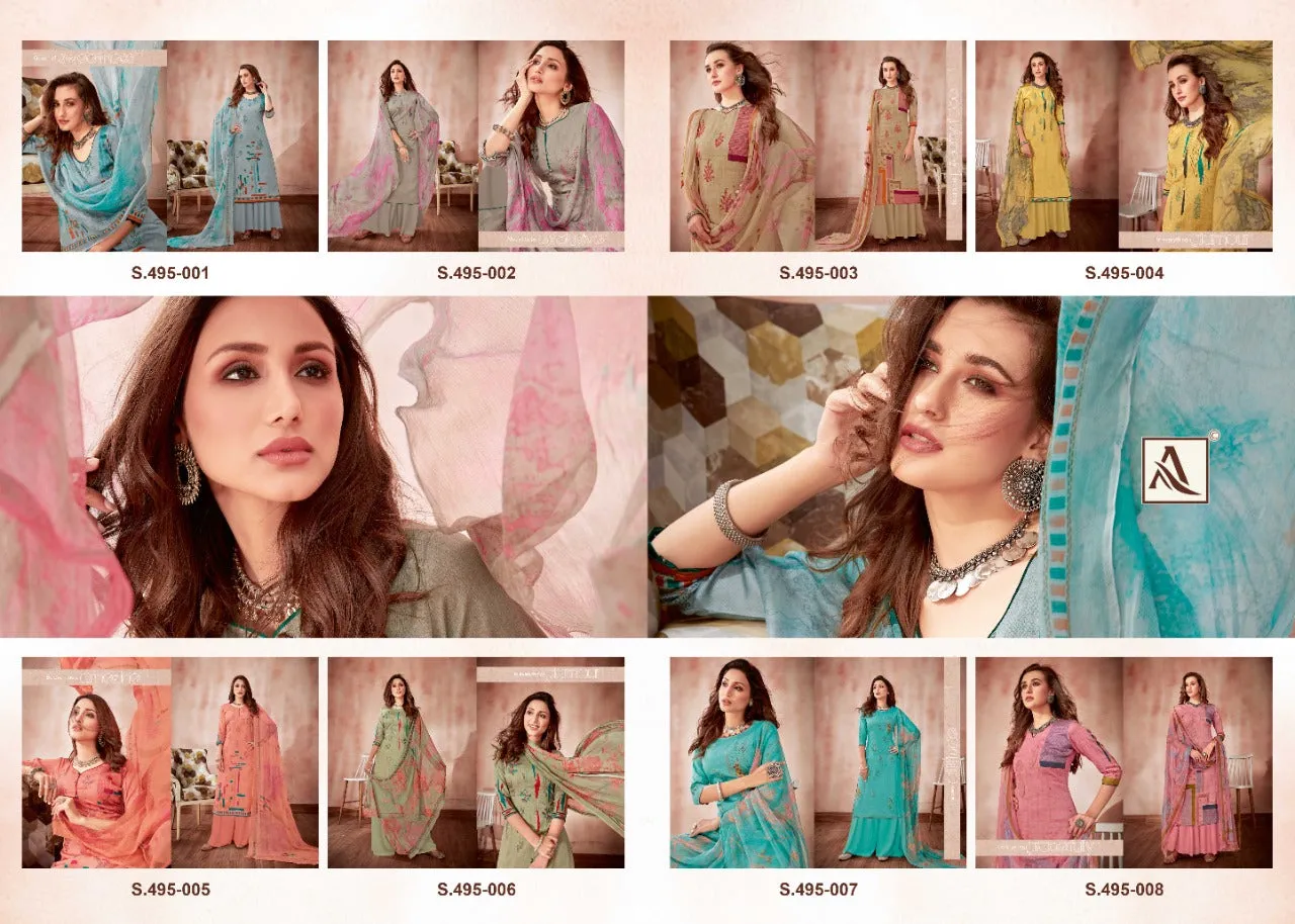Alok Suit Presents Areefa Jam Cotton Embroidery Work Casual Wear Salwar Suits
