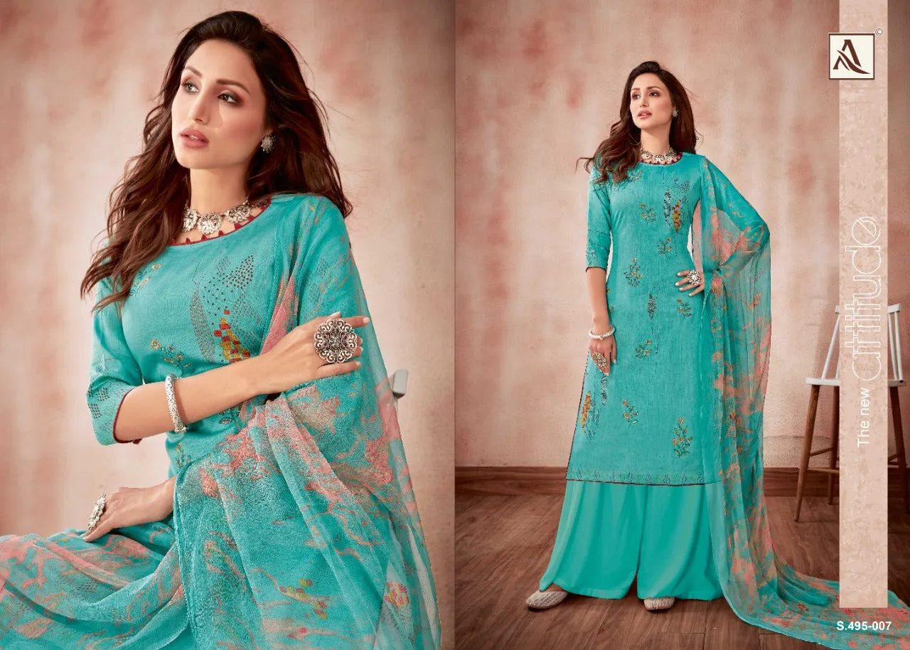 Alok Suit Presents Areefa Jam Cotton Embroidery Work Casual Wear Salwar Suits