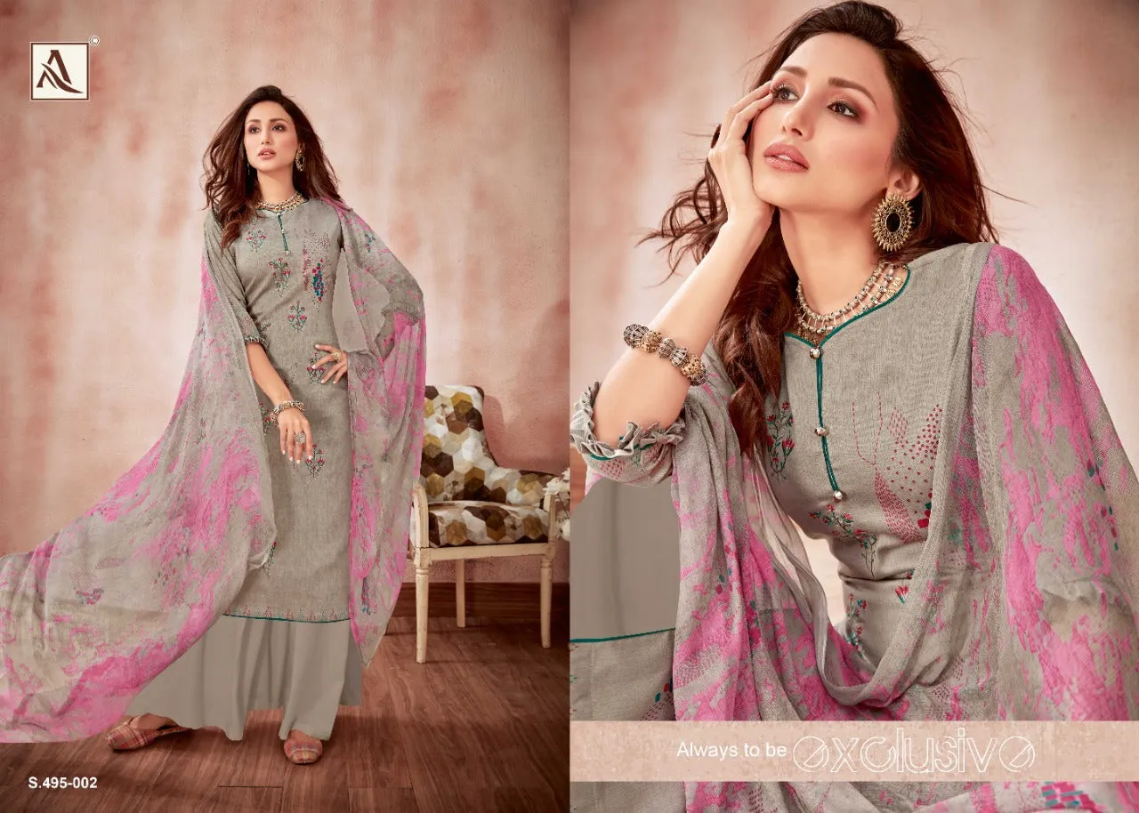 Alok Suit Presents Areefa Jam Cotton Embroidery Work Casual Wear Salwar Suits