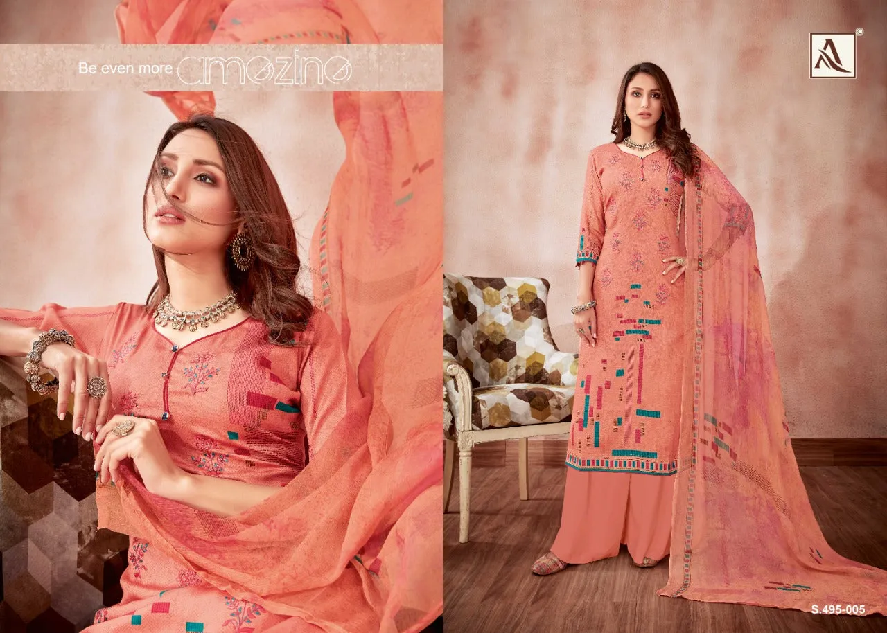 Alok Suit Presents Areefa Jam Cotton Embroidery Work Casual Wear Salwar Suits