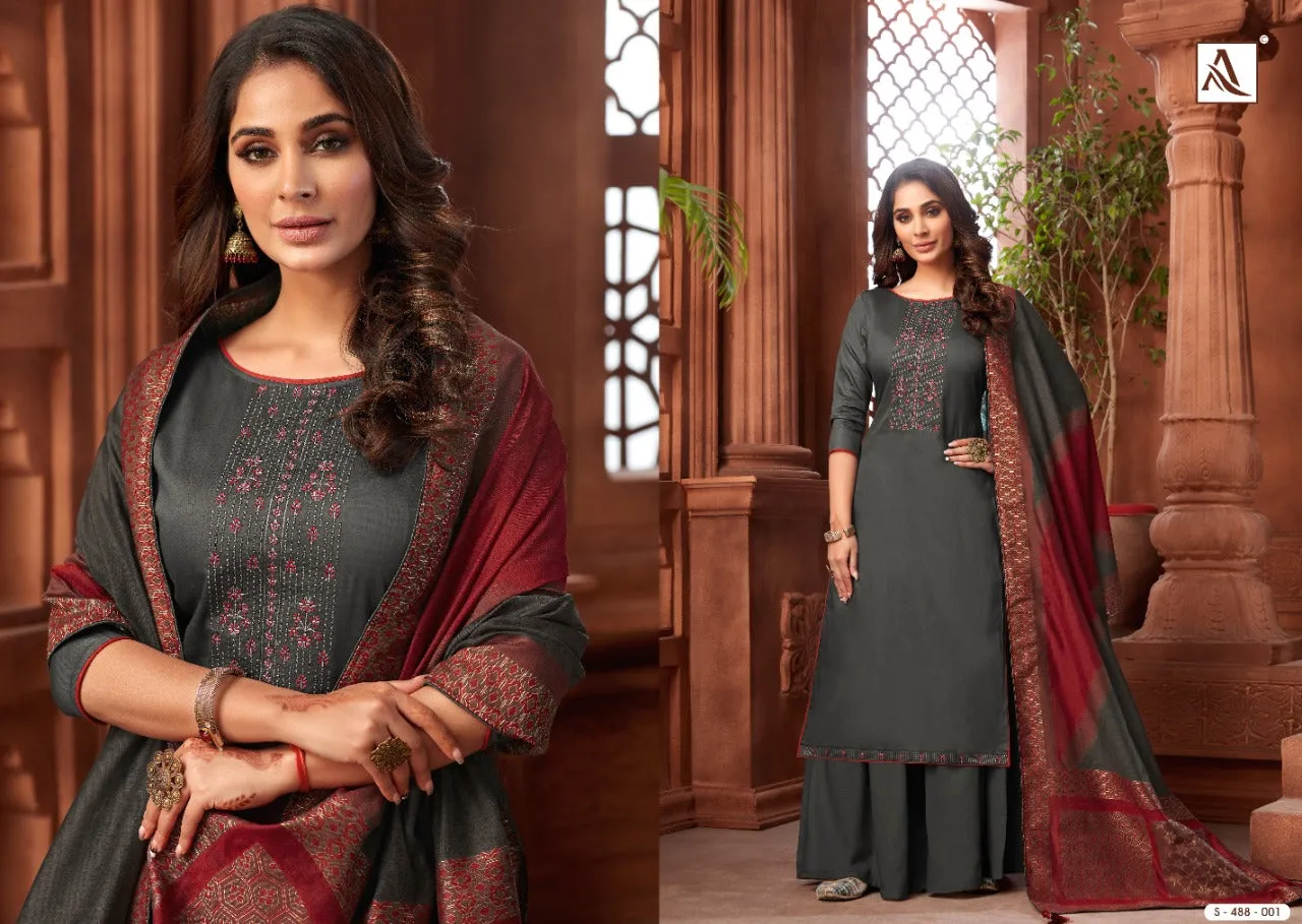 Alok Suit Presents Avisaa Jam Cotton Embroidery Work Casual Wear Salwar Suits