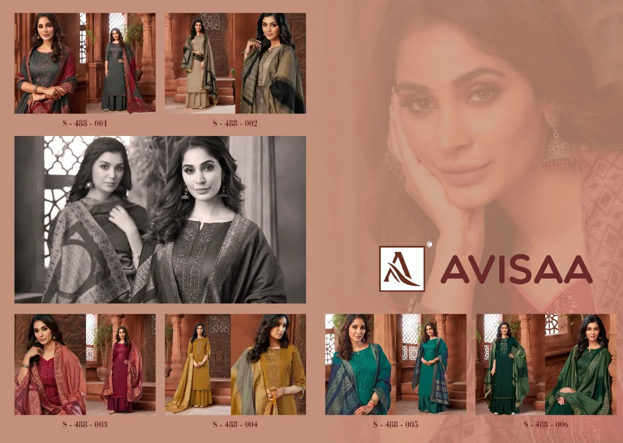Alok Suit Presents Avisaa Jam Cotton Embroidery Work Casual Wear Salwar Suits