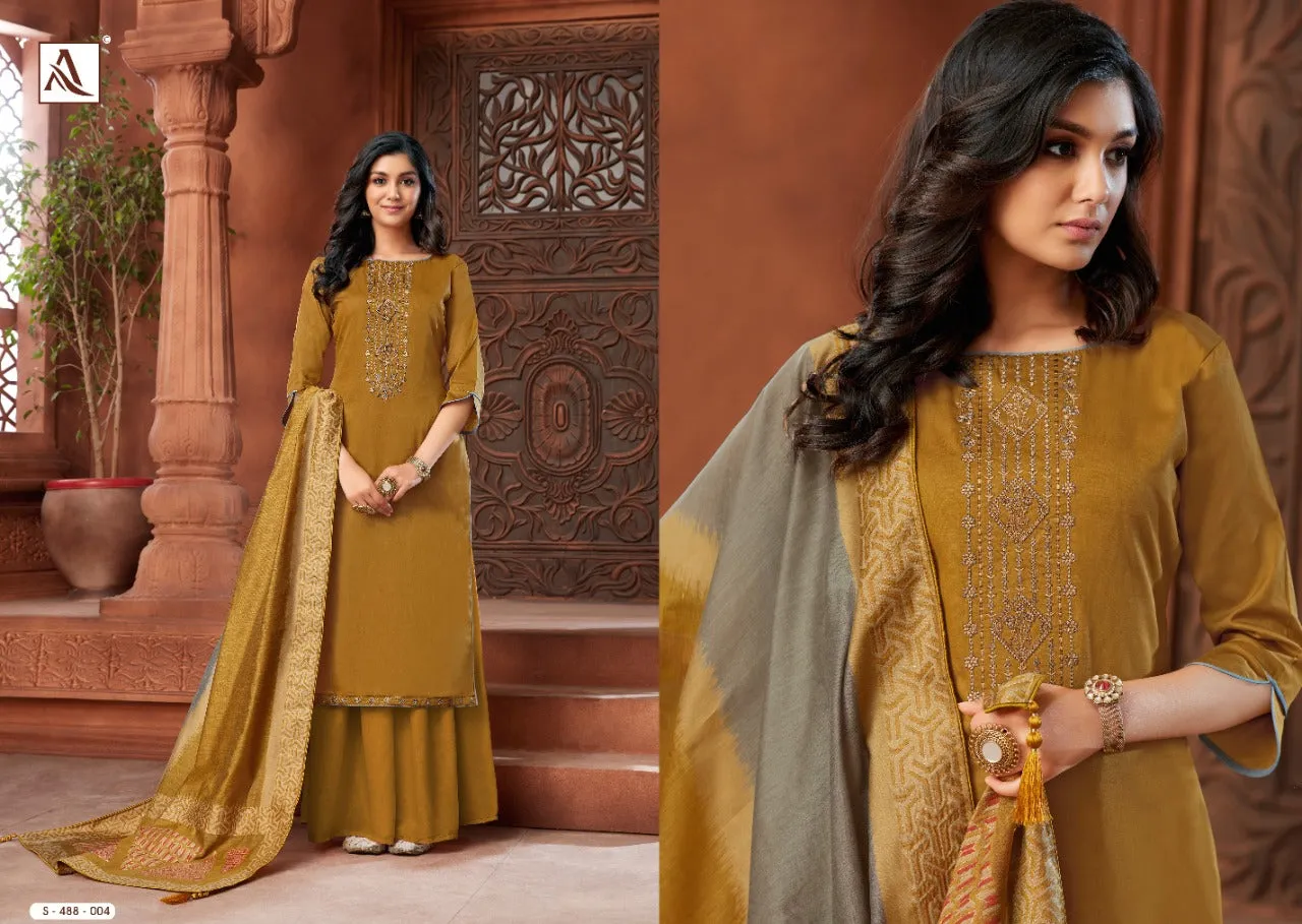 Alok Suit Presents Avisaa Jam Cotton Embroidery Work Casual Wear Salwar Suits