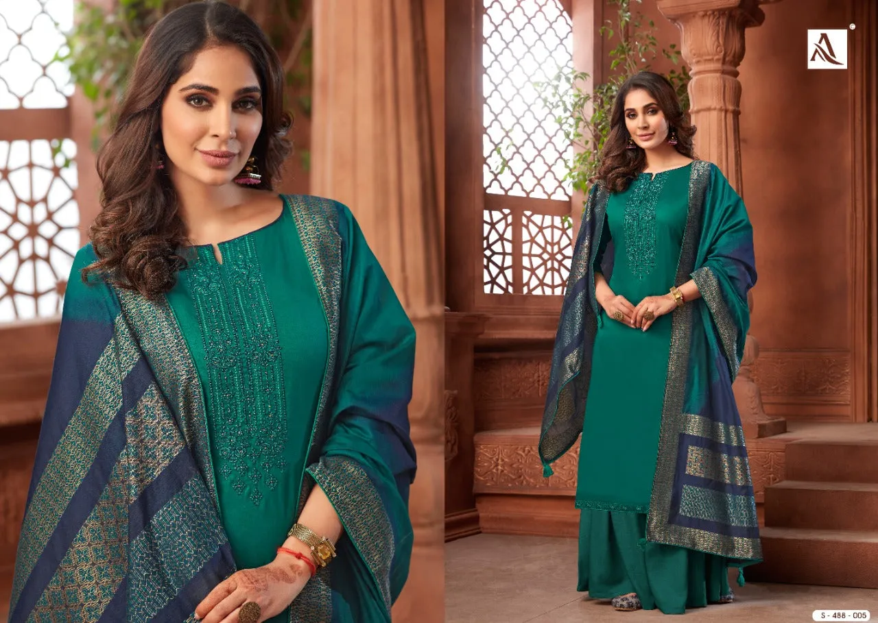 Alok Suit Presents Avisaa Jam Cotton Embroidery Work Casual Wear Salwar Suits
