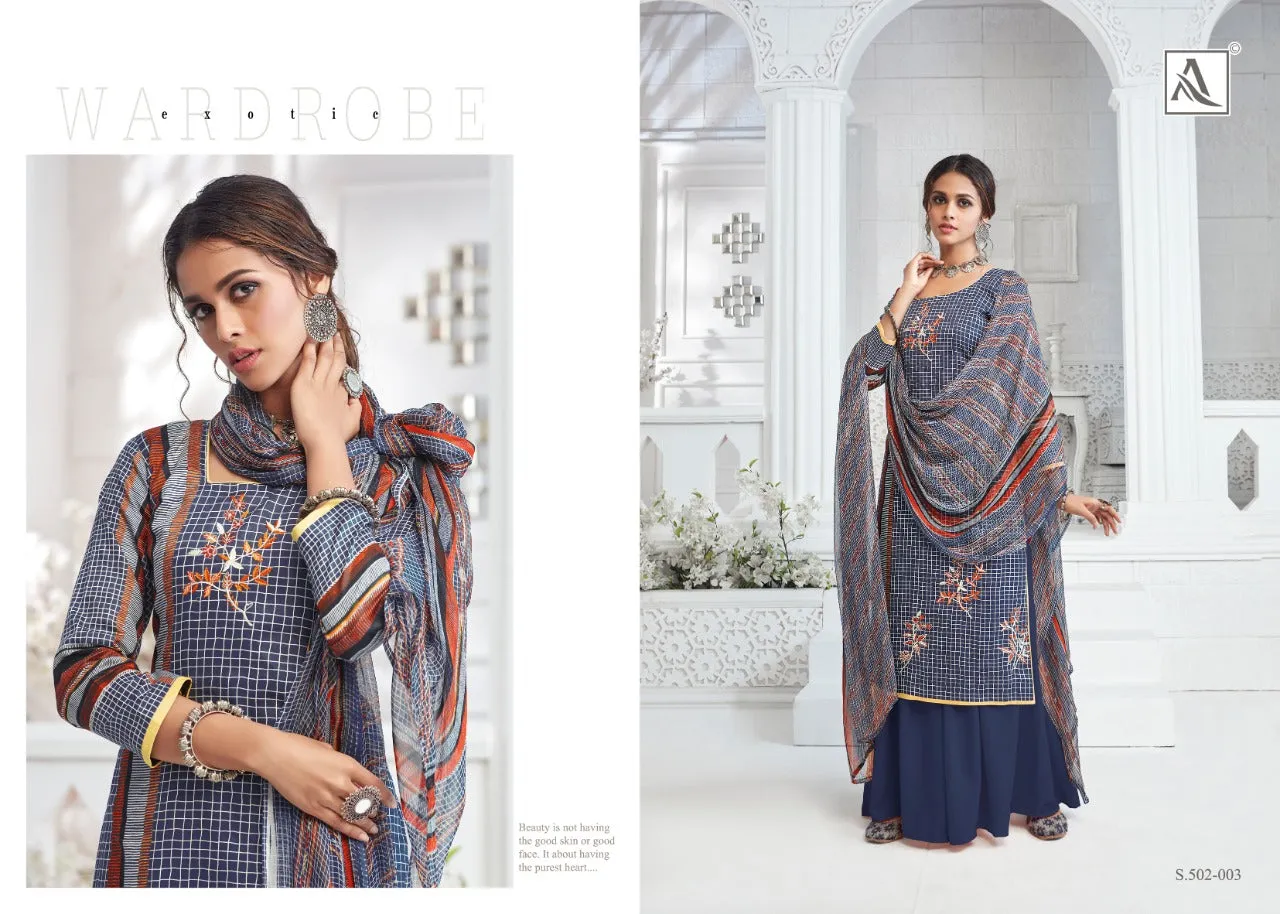 Alok Suits Presents Shreya Jam Cotton Printed Embroidery Work Casual Wear Salwar Suits