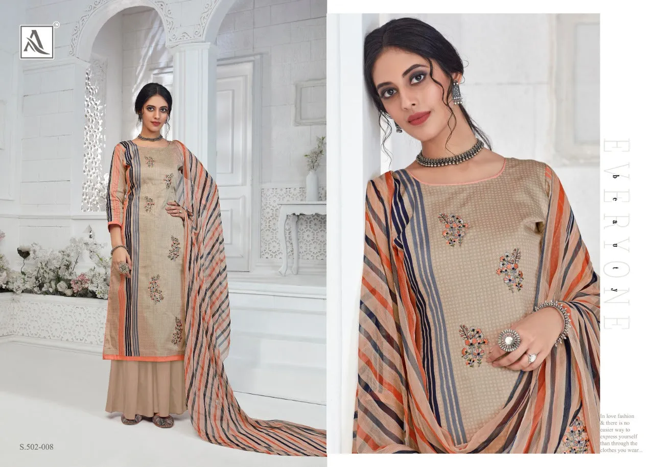 Alok Suits Presents Shreya Jam Cotton Printed Embroidery Work Casual Wear Salwar Suits