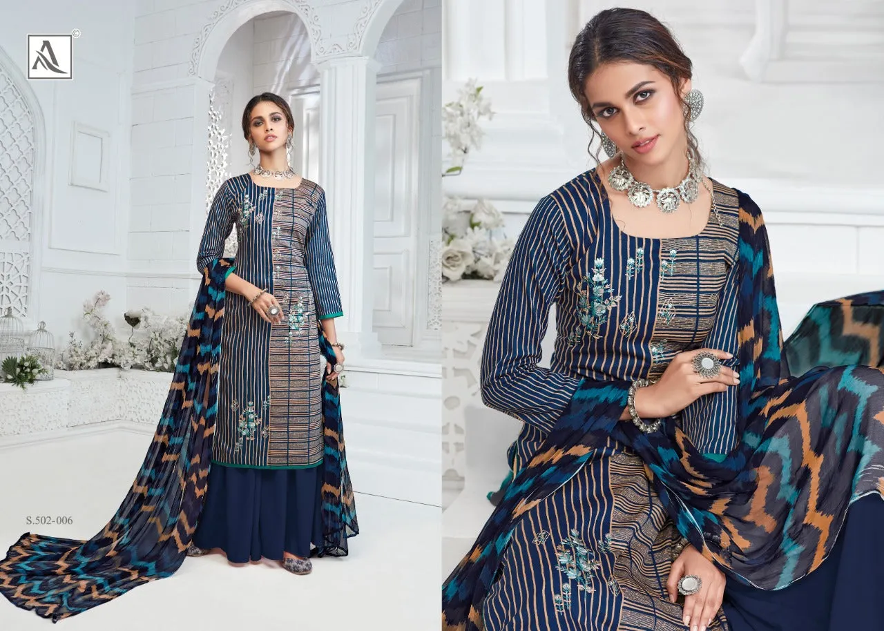 Alok Suits Presents Shreya Jam Cotton Printed Embroidery Work Casual Wear Salwar Suits