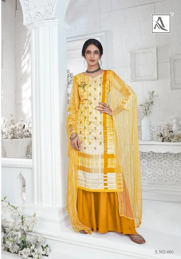Alok Suits Presents Shreya Jam Cotton Printed Embroidery Work Casual Wear Salwar Suits