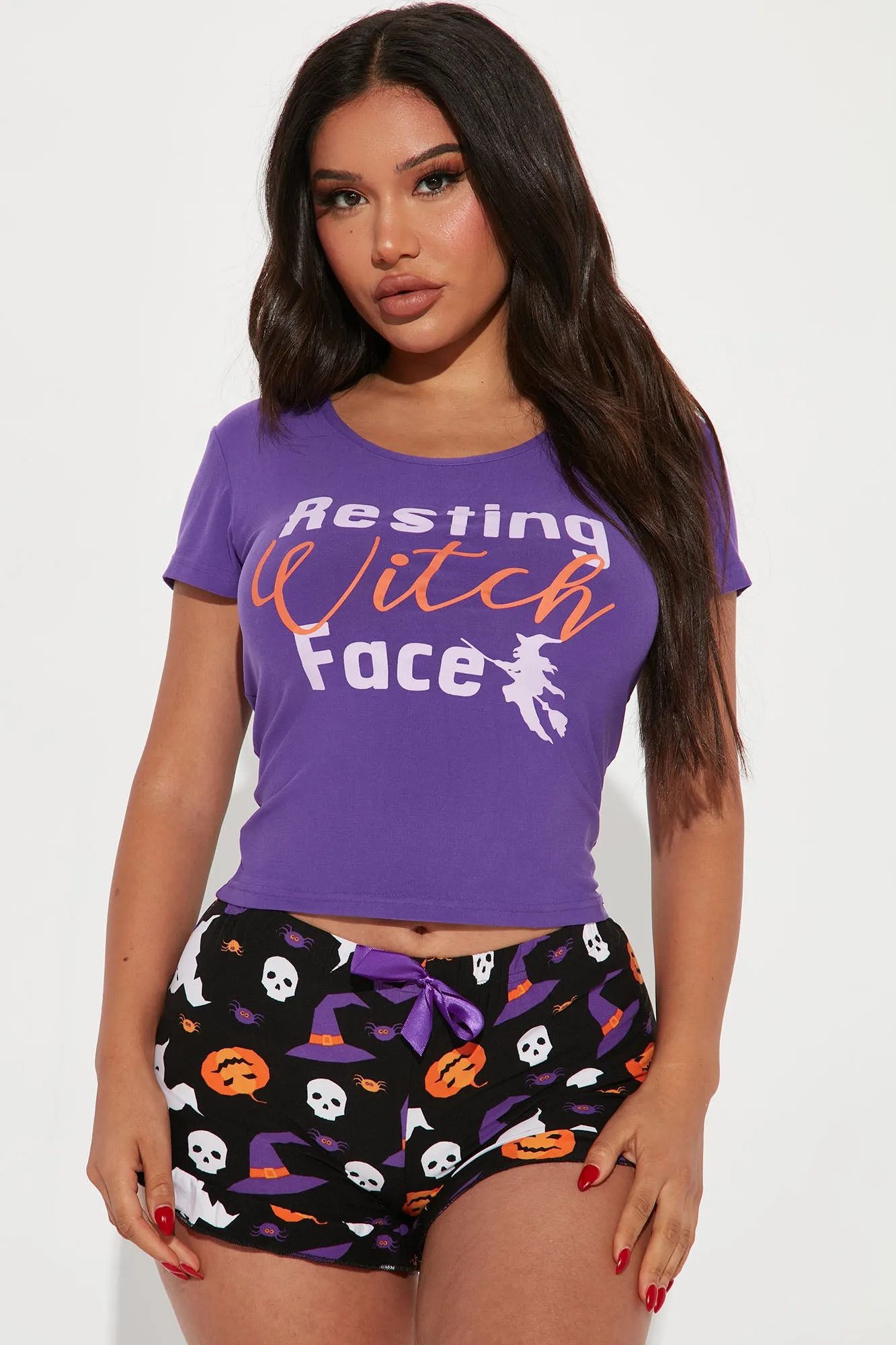 Always That Witch Halloween PJ Set - Purple/combo