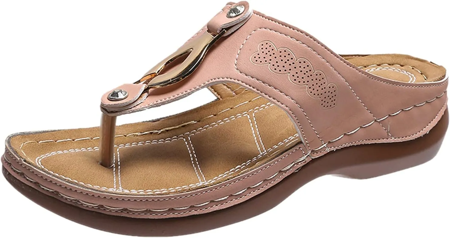 AMDBEL Orthopedic Sandals for Women Arch Support, Women's Orthotic Flip Flops Comfortable Walking Orthopedic Thong Sandals