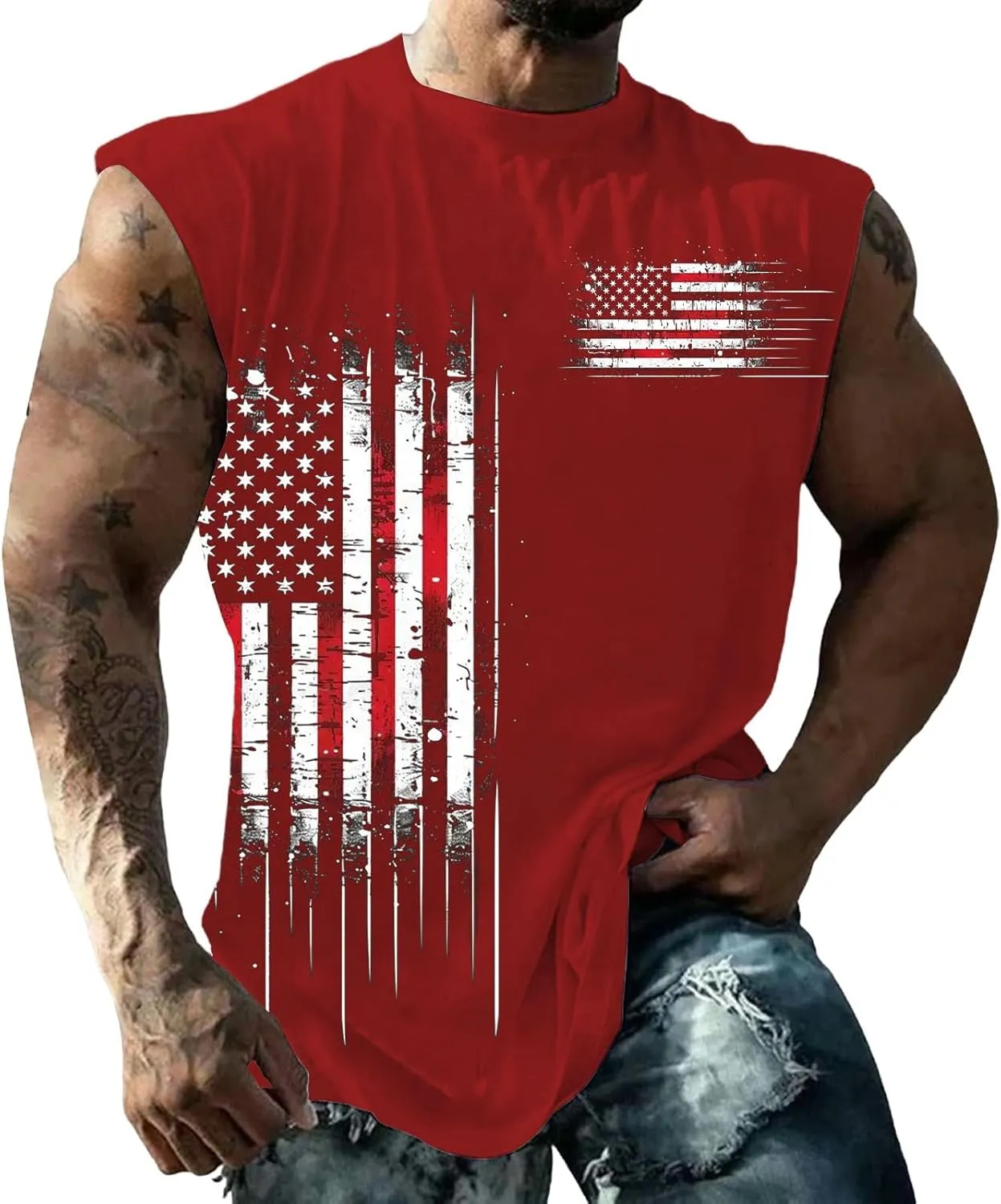 American Flag Tank Tops for Men Summer Casual Print Sleeveless Top Tee 4th of July Shirts Gym Workout Patriotic Vest