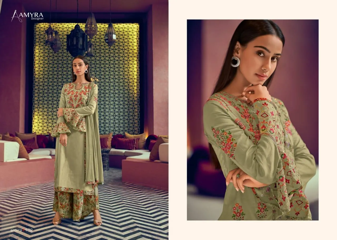 Amyra Deisgner Launched Nayaab Cotton Heavy Embroidery Work Casual Wear Salwar Suits