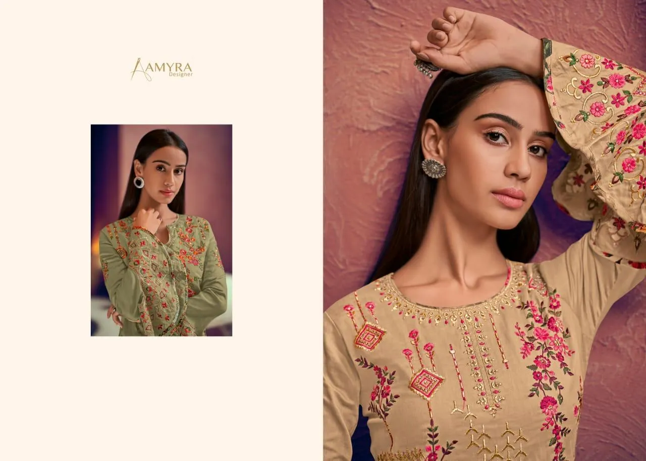 Amyra Deisgner Launched Nayaab Cotton Heavy Embroidery Work Casual Wear Salwar Suits