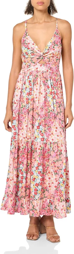 Angie Women's Floral Maxi Dress with Cutout