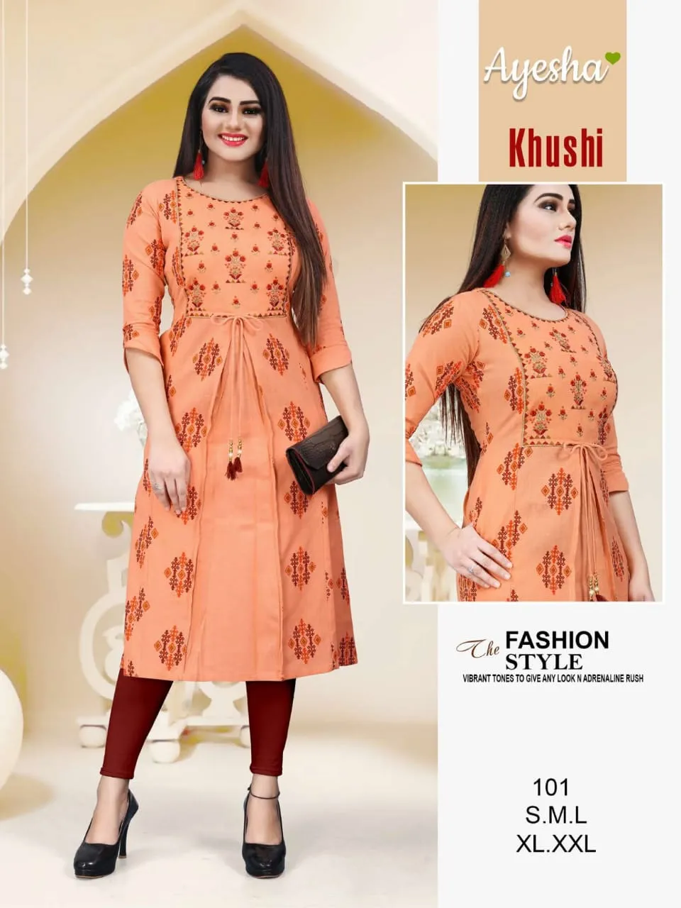 Ayesha Presents Khushi Cotton Flex Embroidery Work Casual Wear Kurtis Collection