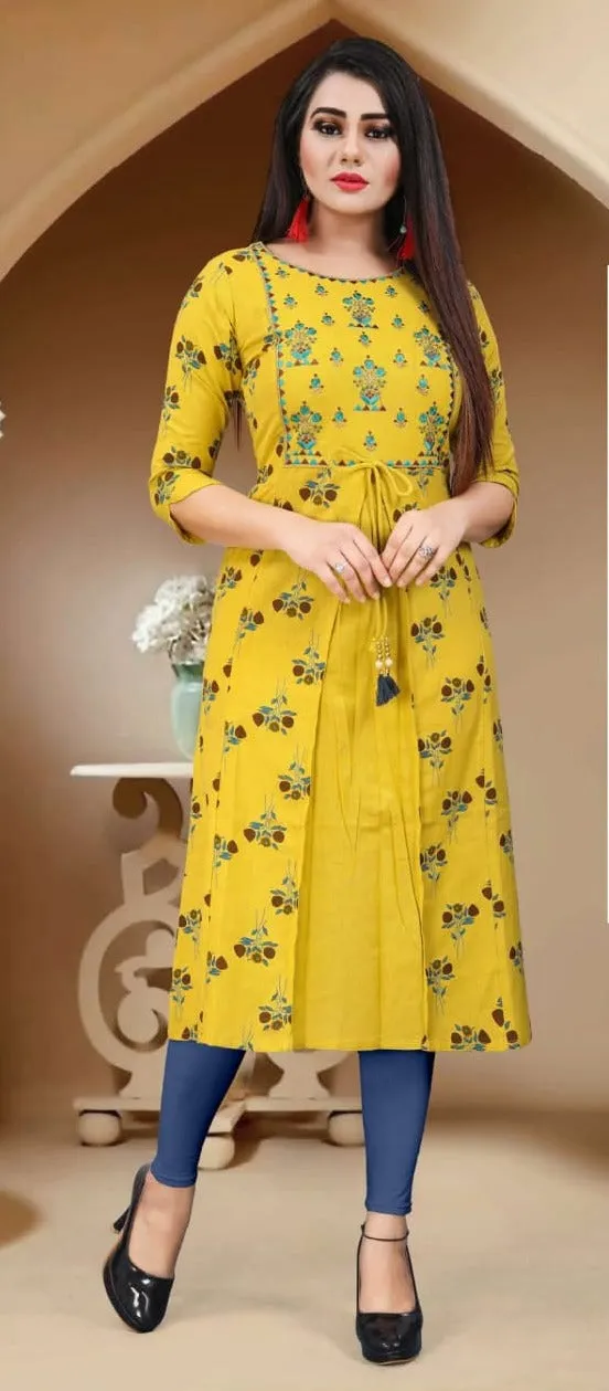 Ayesha Presents Khushi Cotton Flex Embroidery Work Casual Wear Kurtis Collection