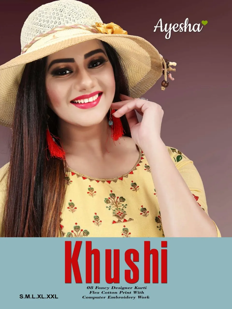 Ayesha Presents Khushi Cotton Flex Embroidery Work Casual Wear Kurtis Collection
