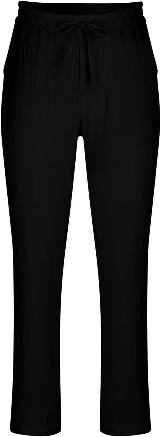 Aymnlox Mens Solid Pants Comfortable Lightweight Athletic Pants Joggers Elastic Drawstring Breathable Pants Wide Leg Trousers